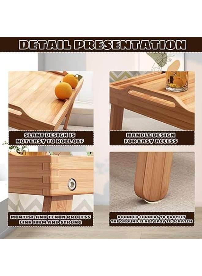 ROUNY Bed Tray with Folding Legs, 40 x 30 cm Breakfast Serving Table, Wooden Lap Desk for Eating, TV, Recovery (Primary) - Image 3
