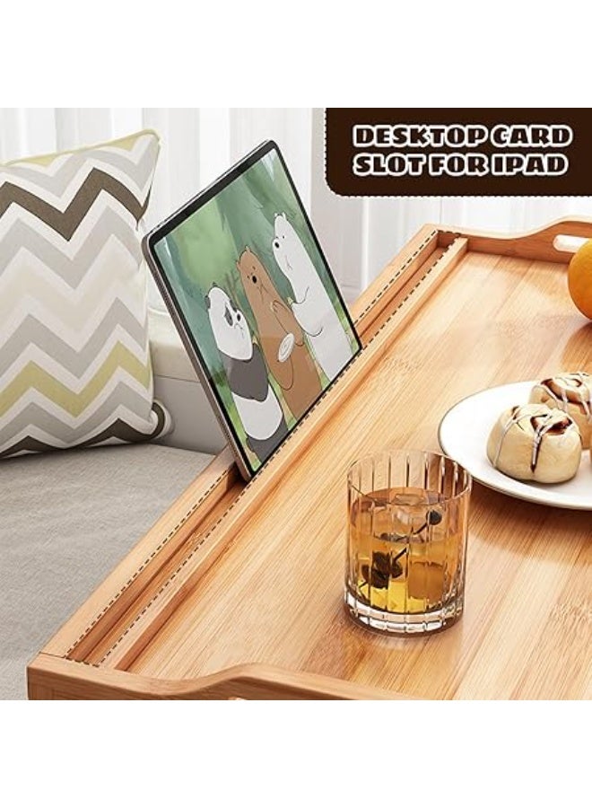 ROUNY Bed Tray with Folding Legs, 40 x 30 cm Breakfast Serving Table, Wooden Lap Desk for Eating, TV, Recovery (Primary) - Image 5