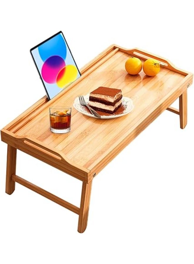 ROUNY Bed Tray with Folding Legs, 40 x 30 cm Breakfast Serving Table, Wooden Lap Desk for Eating, TV, Recovery (Primary) - Image 1