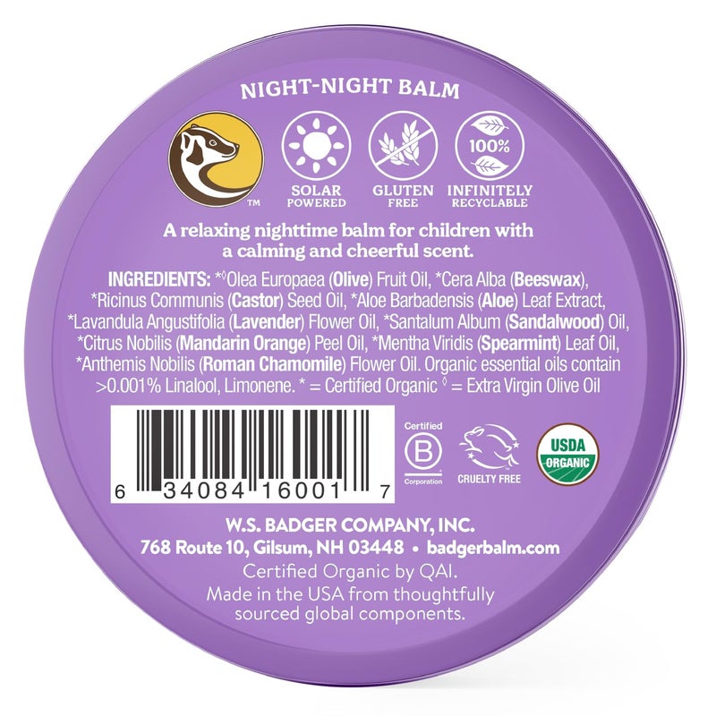Badger - Night Night Balm, Chamomile & Lavender, Natural Sleep Balm for Kids, Scented Relaxing for Children, Kids Organic Sleep Balm, 2 oz (2 Pack) - Image 2