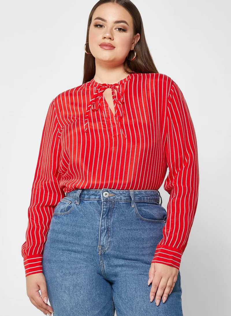 Tommy Hilfiger Plus Striped Drawstring Shirt