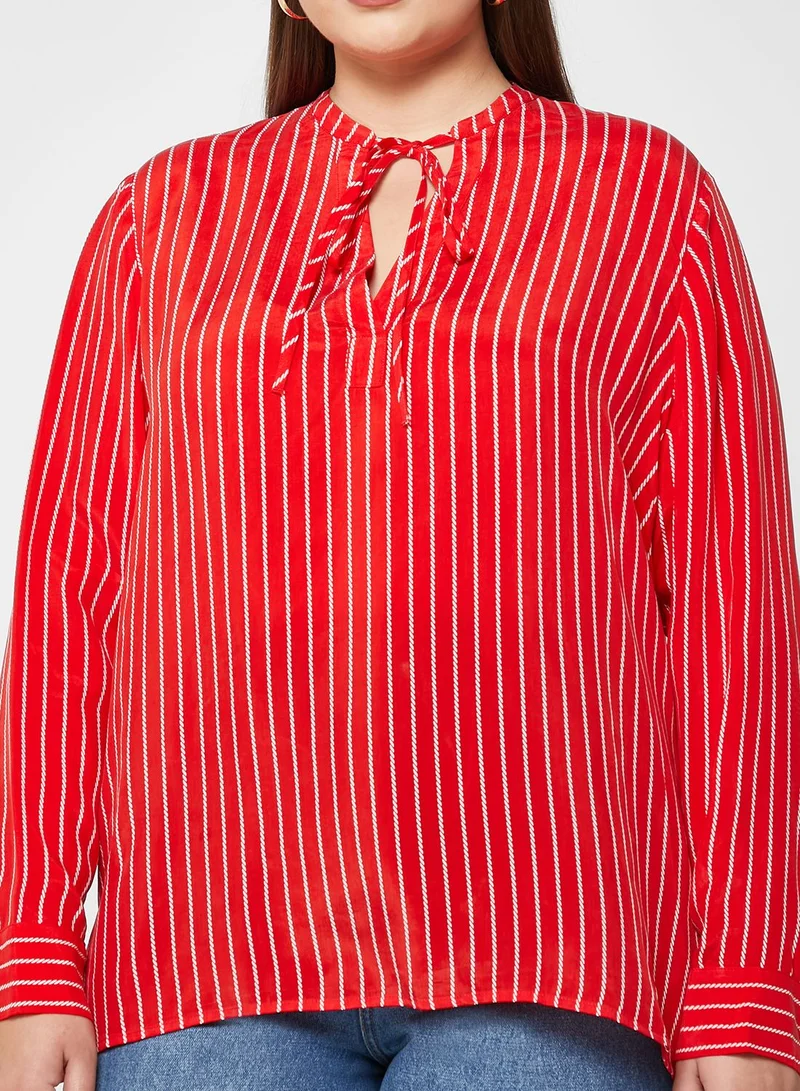 Tommy Hilfiger Plus Striped Drawstring Shirt