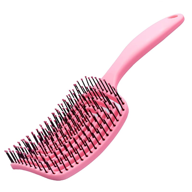 Simois Curved Vented Brush for Women Men Paddle Detangling Brush for All Hair Types Hairbrush Easy for Wet or Dry Use Flexible with Nylon Bristle Smooth Hair Comb Pack of 1 Pink - Image 1