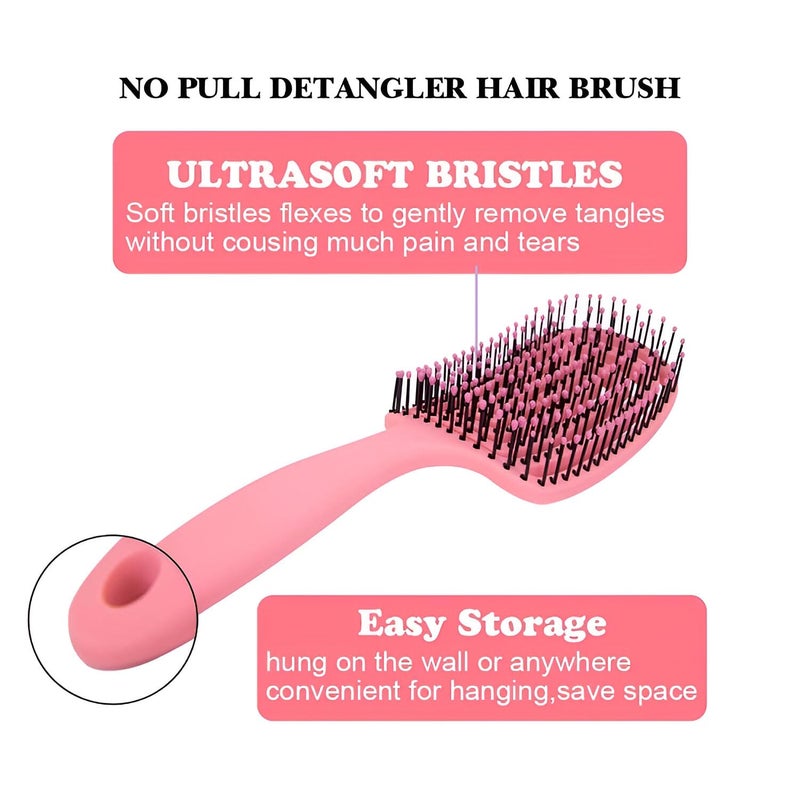 Simois Curved Vented Brush for Women Men Paddle Detangling Brush for All Hair Types Hairbrush Easy for Wet or Dry Use Flexible with Nylon Bristle Smooth Hair Comb Pack of 1 Pink - Image 5