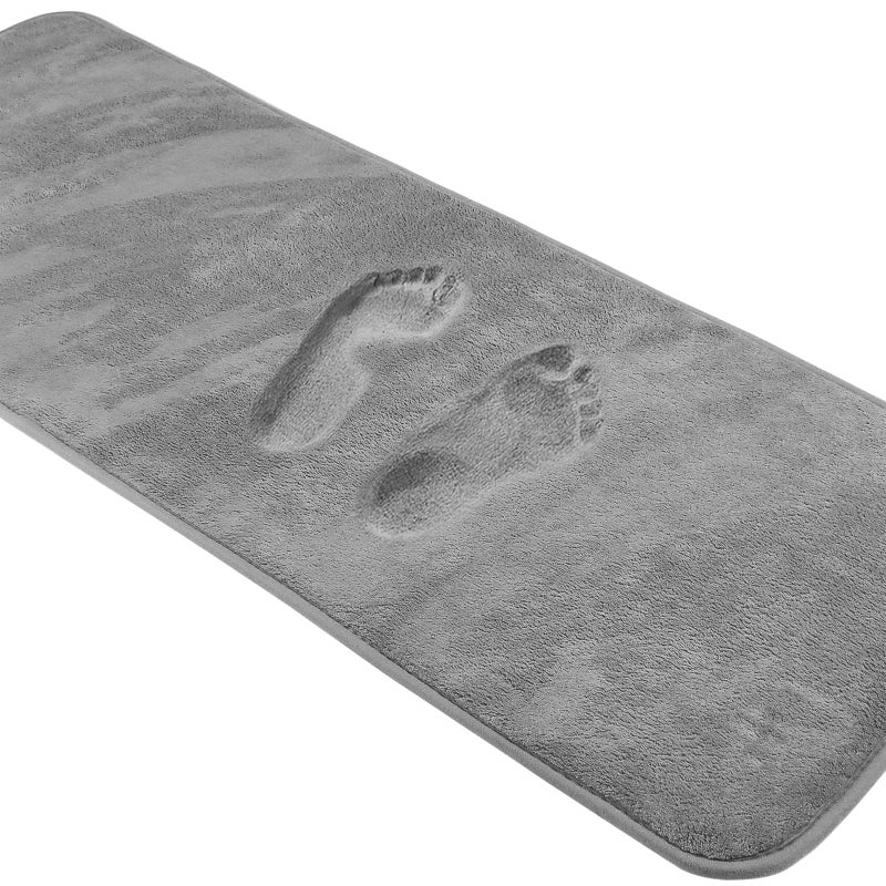 PAGGED Grey Bath Mat Runner Long Narrow Bathroom Rug Memory Foam Microfiber Bathroom Carpet Non Slip Soft Absorbent Washable Bathrug,16" x 47" - Image 1