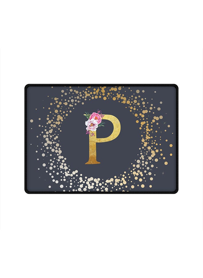 Stylizedd Designer Gaming Mouse Pad  Anti-Skid Mousepad Large Keyboard Mouse Pad Desk Mat Custom Monogram Initial Letter Floral Pattern Alphabet - P  (Grey)  - Image 1