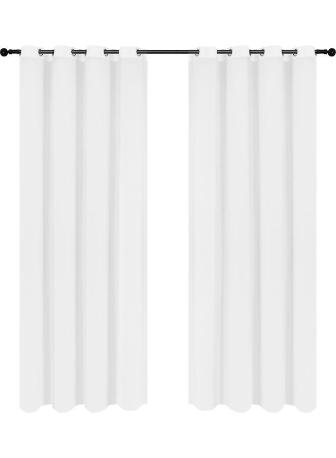 NIBEMINENT 2-Piece Solid Curtain Set White 145x140cm - Image 1