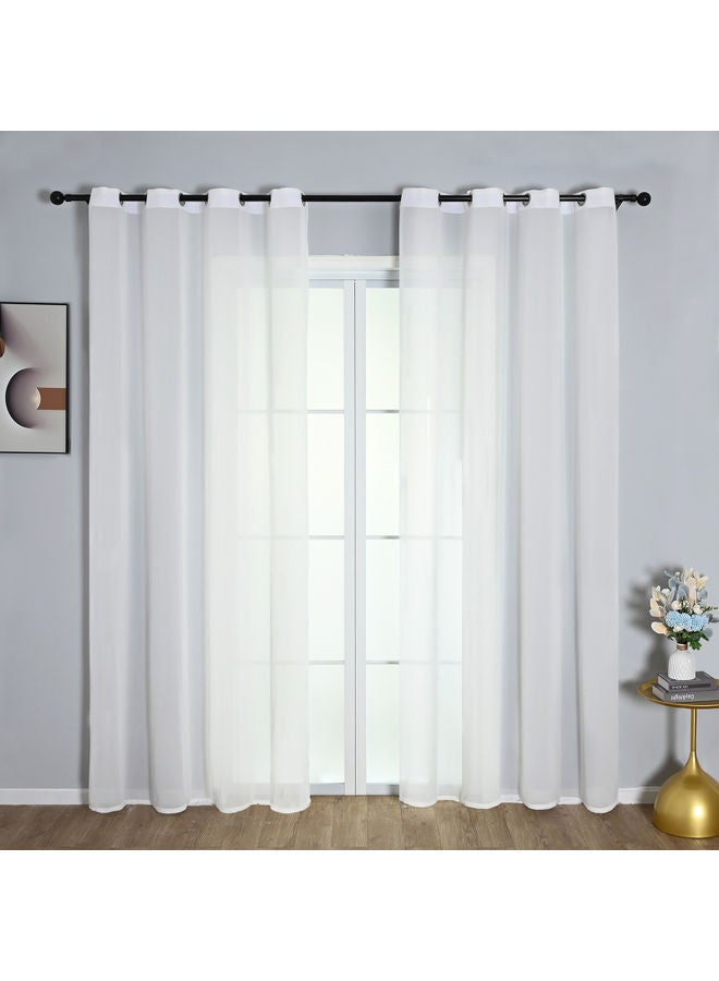 NIBEMINENT 2-Piece Solid Curtain Set White 145x140cm - Image 2