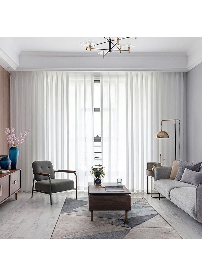 NIBEMINENT 2-Piece Solid Curtain Set White 145x140cm - Image 3