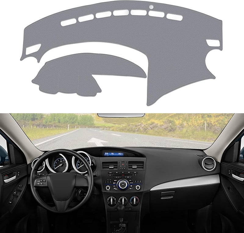 BERKSYDE Dashboard Dash Cover Mat Carpet Compatible with 2010-2013 Mazda 3 Sedan/Hatchback/MazdaSpeed 3(Grey) - Image 1