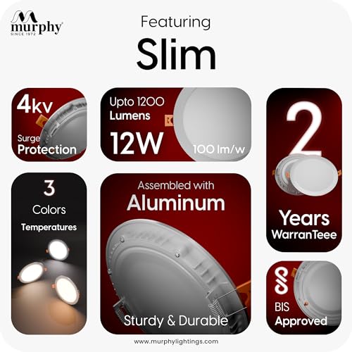 Murphy Aluminium 12 Watts Led Cool White Round Ceiling Light, Pack Of 1 - Image 3