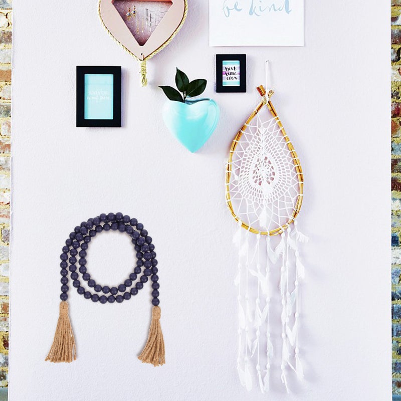 Simple Bead Pendant Household Decorative Wood Bead Garland Decor Hanging Bead Decor With Tassel - Image 4