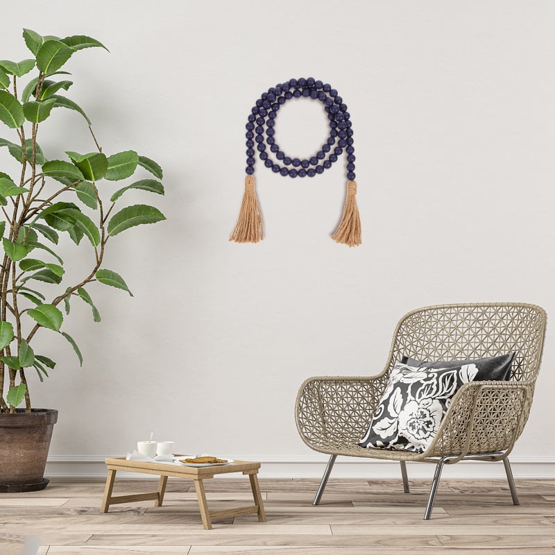 Simple Bead Pendant Household Decorative Wood Bead Garland Decor Hanging Bead Decor With Tassel - Image 5