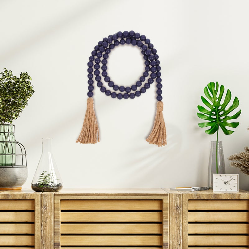 Simple Bead Pendant Household Decorative Wood Bead Garland Decor Hanging Bead Decor With Tassel - Image 3