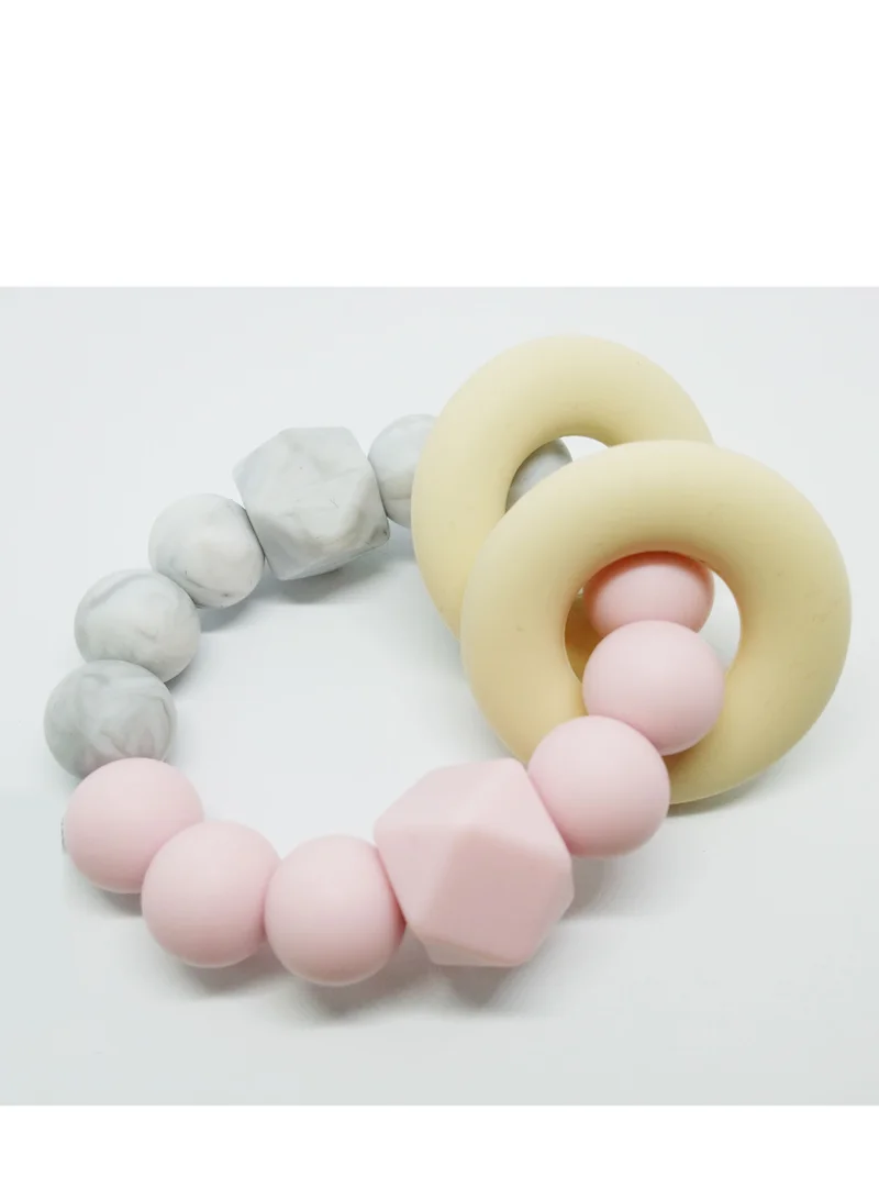 Desert Chomps Desert Chomps Vera Hexi - Block Teether - Pink Marble