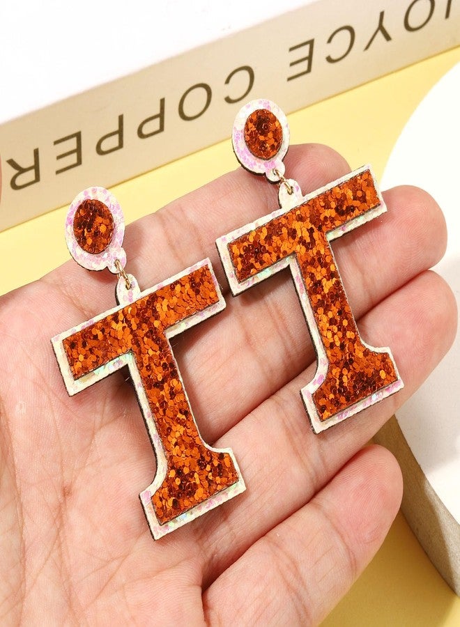 ARATLENCH Game Day Earrings Football Sports Glitter Lighteright Game Day Letter T Drop Dangle Earings for Women - Image 4