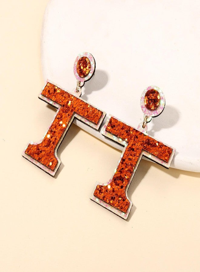 ARATLENCH Game Day Earrings Football Sports Glitter Lighteright Game Day Letter T Drop Dangle Earings for Women - Image 2