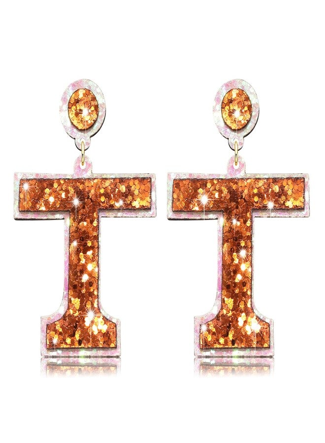 ARATLENCH Game Day Earrings Football Sports Glitter Lighteright Game Day Letter T Drop Dangle Earings for Women - Image 1