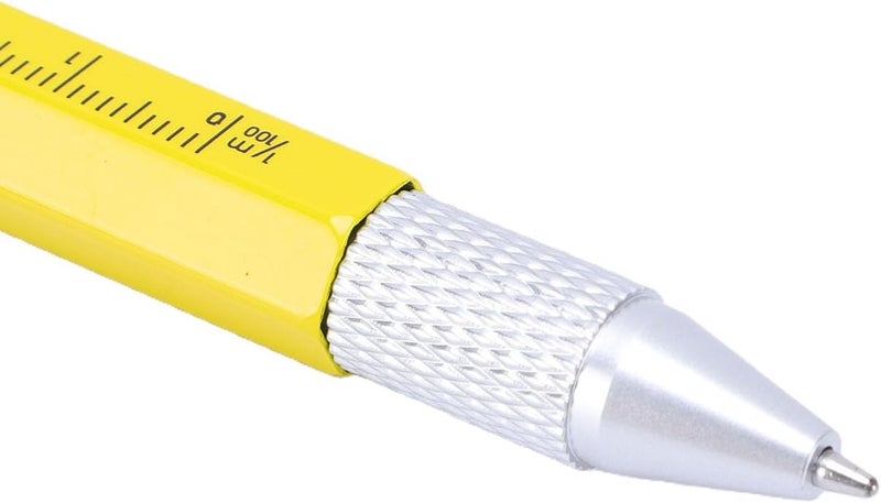 9 in 1 Multitool Pen, LED Light Ruler Stylus Bottle Opener Phone Holder, with Built in Bubble Level and Iron Material, for Men Women DIY Enthusiasts Engineers Craftsmen (Yellow) - Image 5