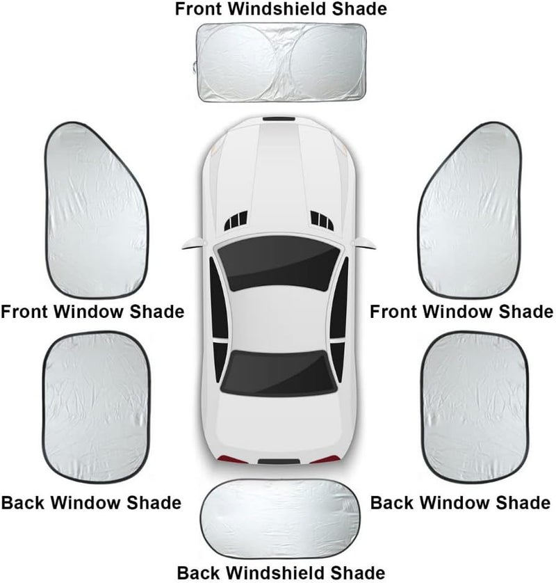 sulfar 6 In 1 Car Windscreen Sun Shade/Curtains Heat Reflective Windshield Visor, Front and Rear - Image 4
