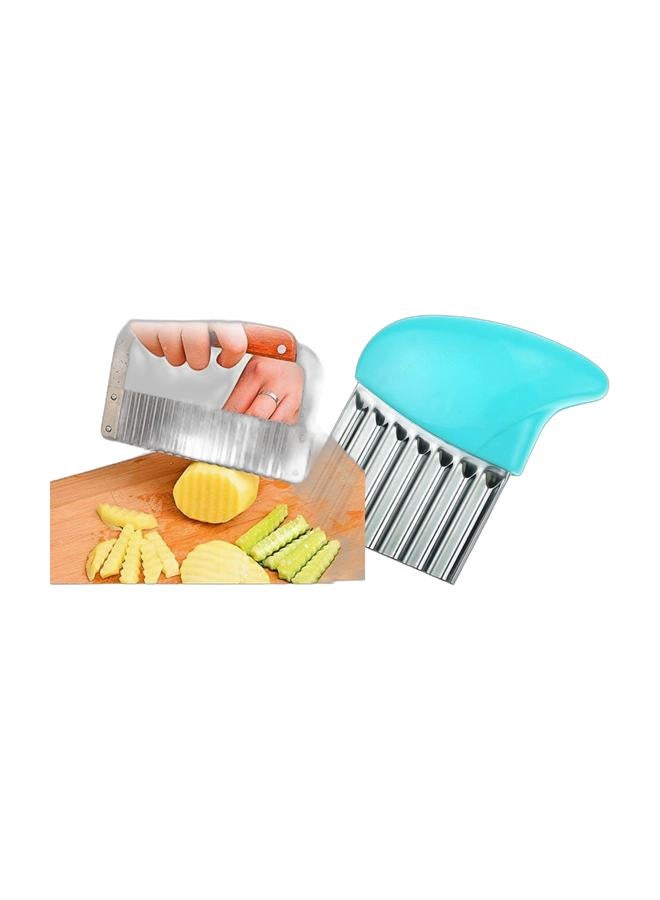 Stainless Steel Crinkle Cutter with Wooden Handle – Vegetable & Potato Slicer & Stainless Steel Crinkle Cutter with Plastic Handle – Multi Color Bundle - Image 1