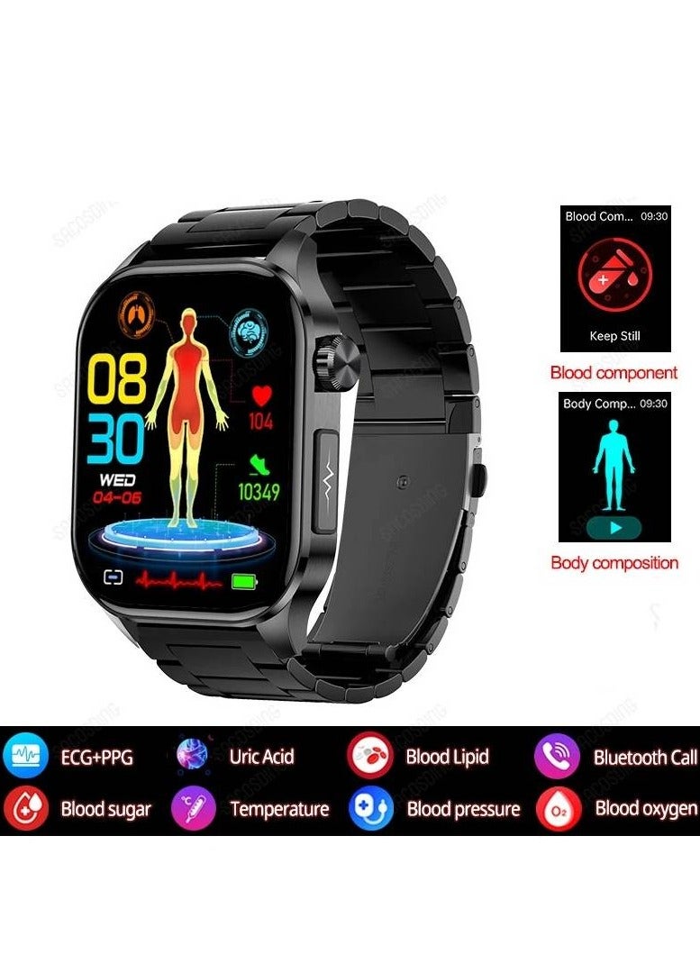 Saco Health Smart Watch with Blood Glucose Monitoring Uric Acid and Heart Rate Body Composition Bluetooth Call Feature