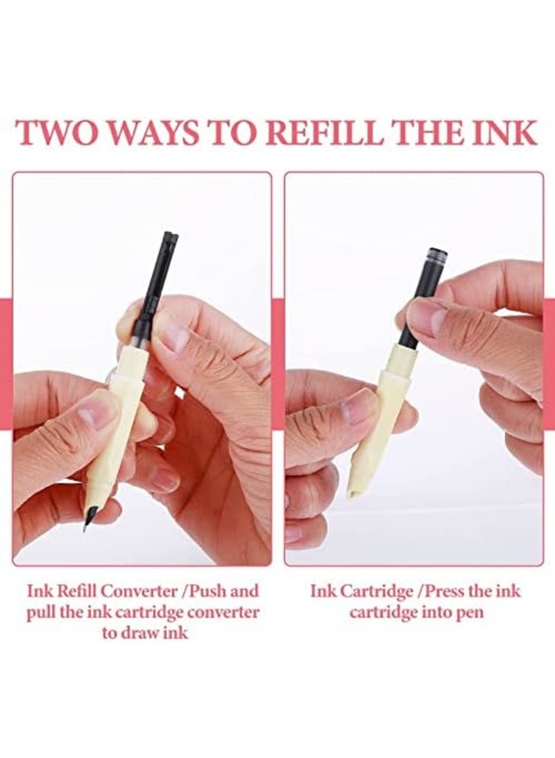 Barakah Retractable Fountain Pen, 5PCS 0.38mm Pastel Refillable Ink, Writing Pens Extra Fine Point Pen Smooth Writing, Aesthetics Fountain Pens for Writing Refillable for Journaling Calligraphy Gift Supplies - Image 4