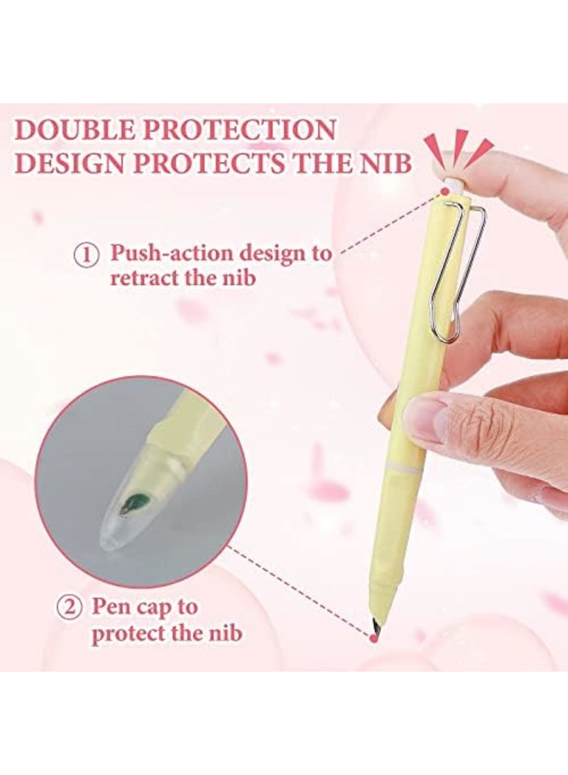 Barakah Retractable Fountain Pen, 5PCS 0.38mm Pastel Refillable Ink, Writing Pens Extra Fine Point Pen Smooth Writing, Aesthetics Fountain Pens for Writing Refillable for Journaling Calligraphy Gift Supplies - Image 3