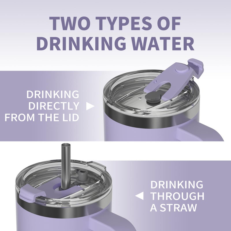 WATERSY 30 oz Tumbler with Handle,Tumbler with Lid and Straw,Double Wall Insulated Cup Stainless Steel Travel Mug(Cold for 34 Hours),Water Bottle for Iced Tea,Coffee,Cold Beverages(Purple) - Image 4