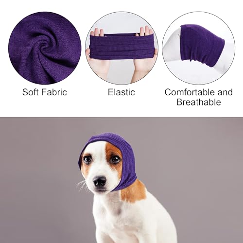 Rbenxia Dog Ear Muffs - Noise Protection & Warmth, Winter Ear Scarf (Purple, Large) - Image 3