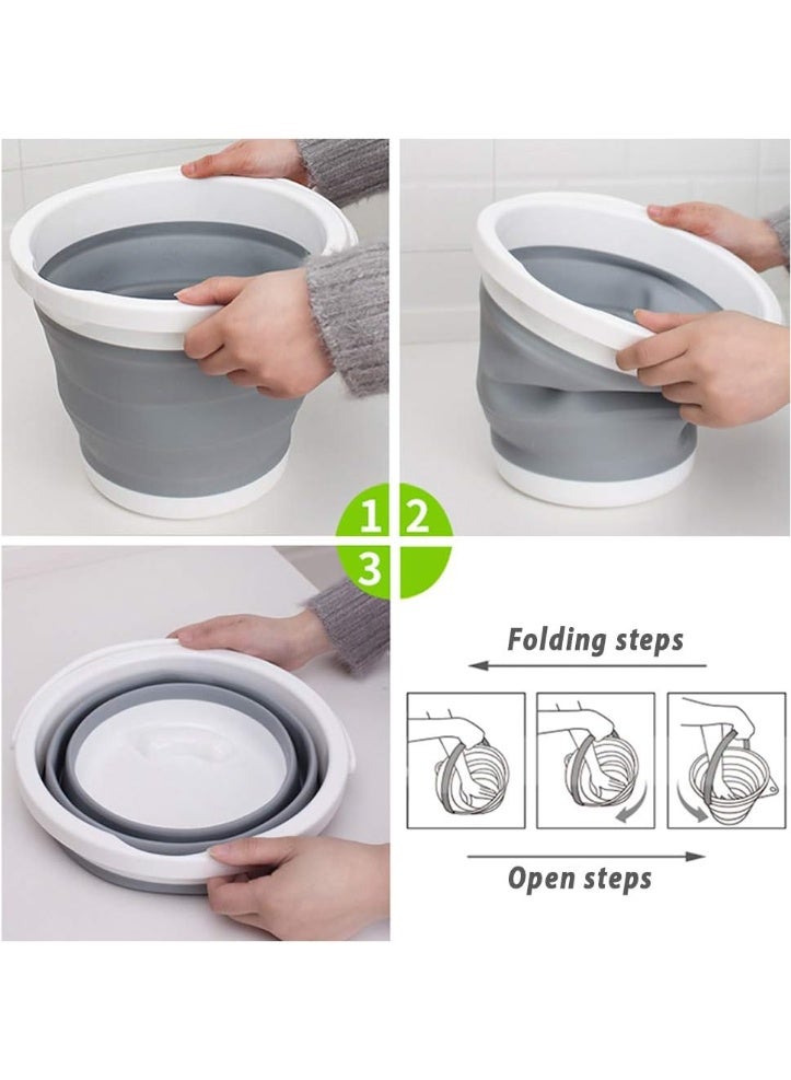 kunshao 10L (2.6 Gallon) Premium Collapsible Bucket - Fishing Water Pail Folding Bucket Water Bucket Container With Sturdy Handle For Hiking, Backpacking, Camping And Car Household Cleaning（Gray） - Image 5