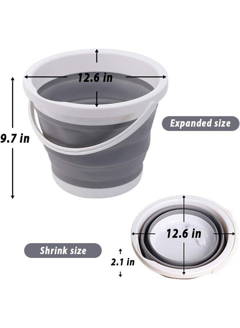kunshao 10L (2.6 Gallon) Premium Collapsible Bucket - Fishing Water Pail Folding Bucket Water Bucket Container With Sturdy Handle For Hiking, Backpacking, Camping And Car Household Cleaning（Gray） - Image 2