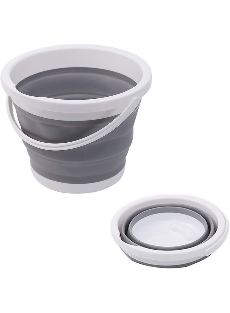 kunshao 10L (2.6 Gallon) Premium Collapsible Bucket - Fishing Water Pail Folding Bucket Water Bucket Container With Sturdy Handle For Hiking, Backpacking, Camping And Car Household Cleaning（Gray） - Image 1