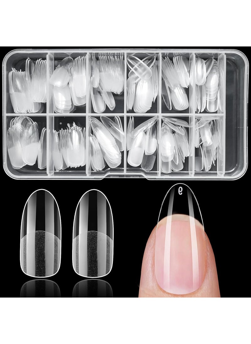 LifexTol - 240pc Oval Almond Gel Nail Tips Medium Fake Nails for Press on Nails Clear Acrylic Nails Tips, 12 Size Full Cover Nail tips Soft Gel Nail Tips False Nails Extension Artificial Fingernail - Image 1