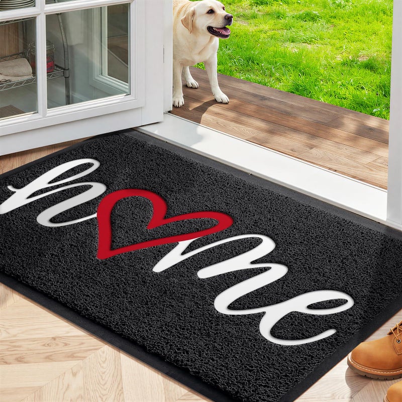 StepLively Door Mat Home Welcome Mats Outdoor and Indoor, Heavy-Duty Low-Profile Non-Slip Front Welcome Mat for Home Entrance, Outside Entry, Yard, Floor, Patio (30''x17.5'', Black) - Image 1