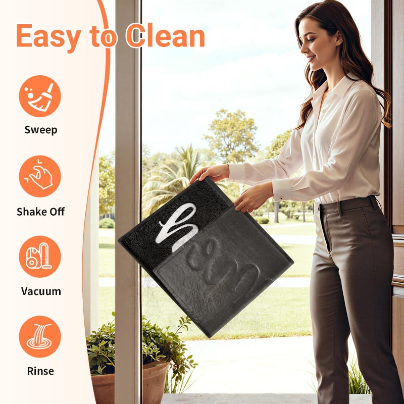 StepLively Door Mat Home Welcome Mats Outdoor and Indoor, Heavy-Duty Low-Profile Non-Slip Front Welcome Mat for Home Entrance, Outside Entry, Yard, Floor, Patio (30''x17.5'', Black) - Image 5