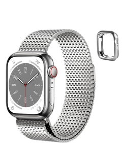 Fullmosa Fullmosa Compatible Apple Watch Band 41mm 40mm 38mm, Stainless Steel Mesh Loop Magnetic Clasp iWatch Strap with TPU Case for Apple Watch Series 9 8 7 6 5 4 3 2 1 SE SE2 (Silver)  - Image 1