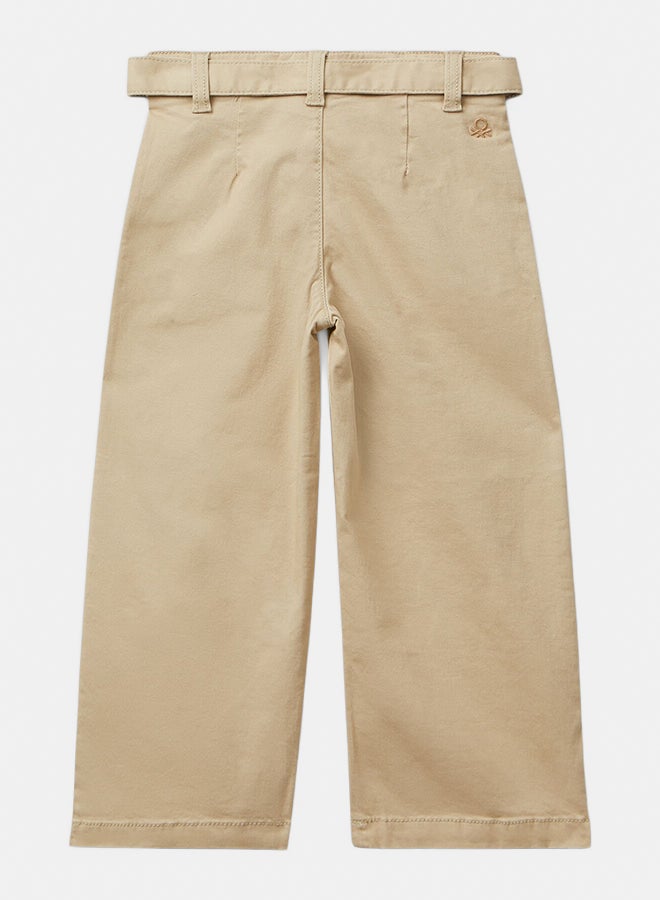 Benetton Girls Wide fit cotton trousers with sash - Image 3