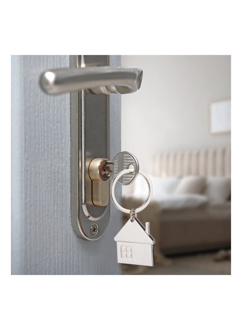 15 Pcs Stainless Steel Charm Keychain, Small House Shaped Pendant Keychain Bag Hanging Fashion Charm Gifts Jewelry, Cute Cartoon House with Window Key Charm Metal Keyring Gift