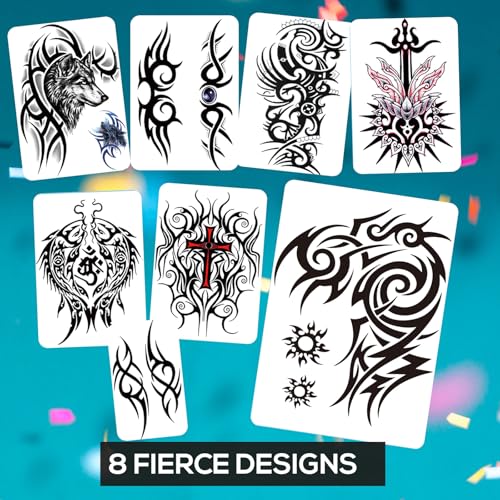 Kotbs 8-Sheet Waterproof Temporary Tattoos - Large Realistic Body Art for Men Women - Premium Fake Tattoo Stickers for Concerts & Beach Parties - Image 2