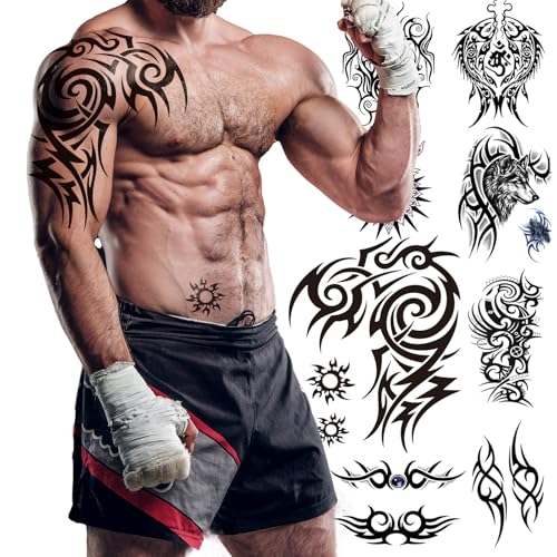 Kotbs 8-Sheet Waterproof Temporary Tattoos - Large Realistic Body Art for Men Women - Premium Fake Tattoo Stickers for Concerts & Beach Parties - Image 1