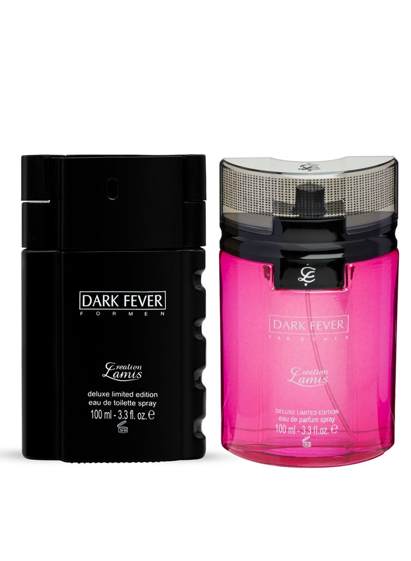 Creation Lamis Dark Fever Eau de Toilette For Men 100ml and Creation Lamis Deluxe Dark Fever Eau de Parfum For Women 100ml (Combo Pack) - Image 1