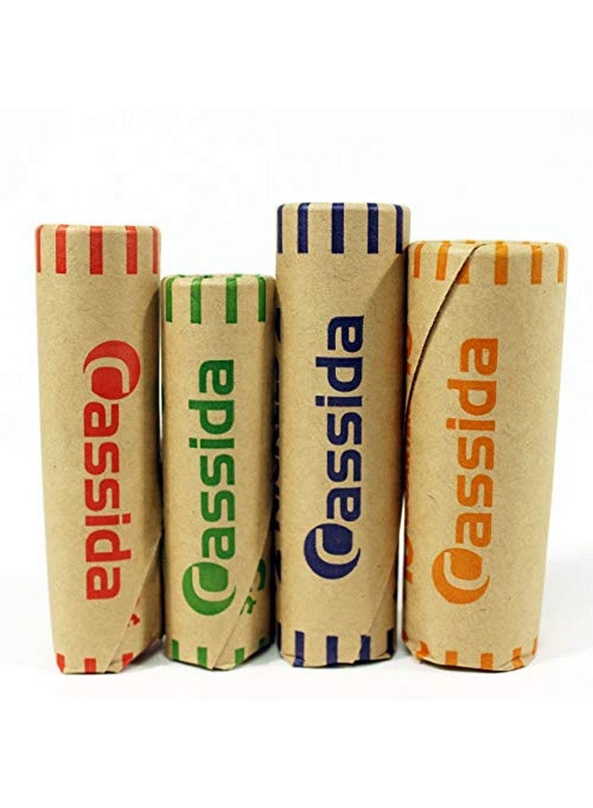 Cassida Preformed Coin Roll Wrappers. 100 Assorted Pack (Penny Nickel Dime Quarter) Durable Preformed Paper Tubes Crimped On One End Federal Reserve And Aba Standards (Acwap) - Image 5