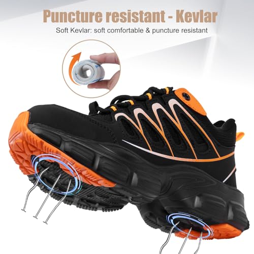 Hogent Steel Toe Shoes for Women Men Wide Non Slip Composite Work Sneakers Indestructible Comfortable Safety Tennis Shoes Lightweight Breathable Construction Sneakers Puncture Proof Ergonomic Design - Image 5