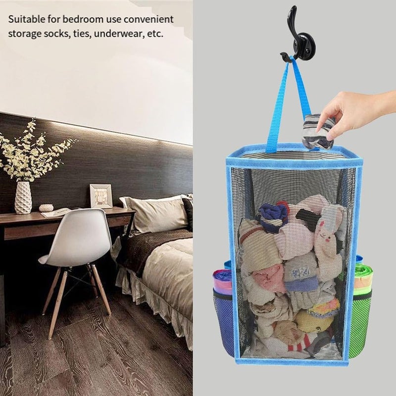 Green Hanging Storage Organizer Bag Breathable Plastic Grid For Kitchen Bathroom - Image 4