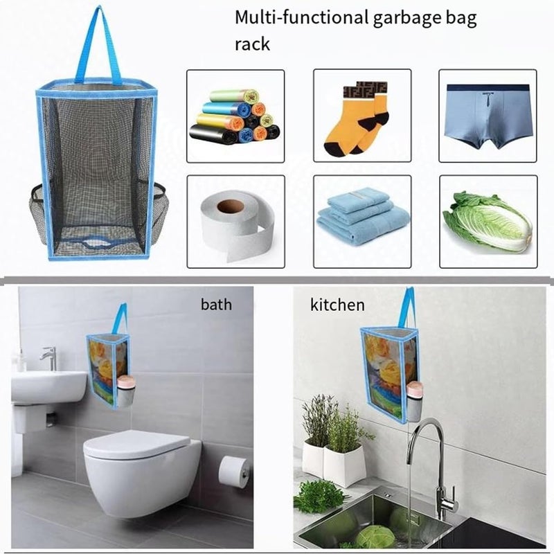 Green Hanging Storage Organizer Bag Breathable Plastic Grid For Kitchen Bathroom - Image 5