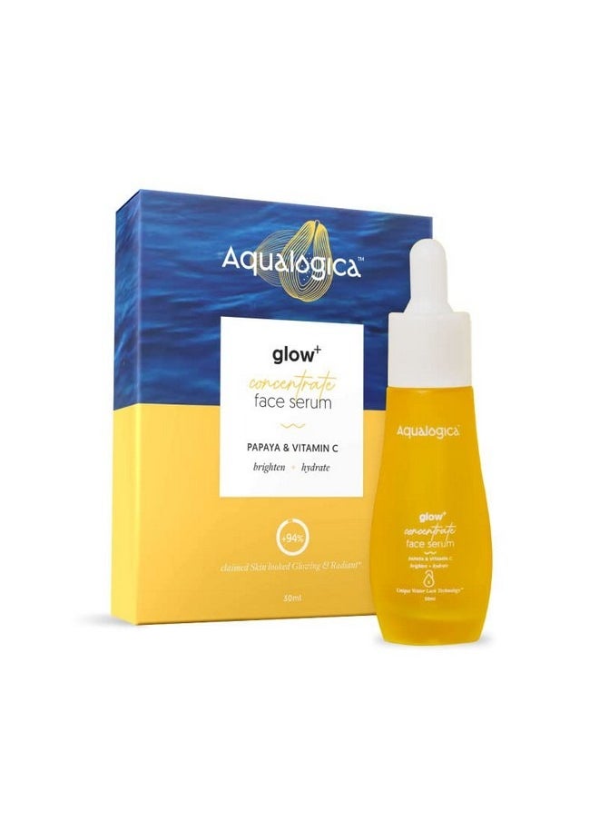 Aqualogica - Glow+ Concentrate Face Serum for Glowing Skin & Skin Brightening with Vitamin C Papaya & Hyaluronic Acid Non Sticky 30 ML - Image 1