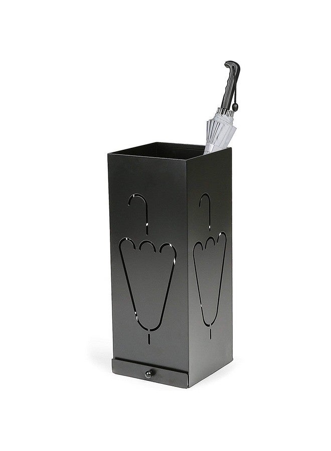 INDIAN DECOR INDIAN DECOR Classic Laser Cut Designer Black Metal Umbrella Stand With Remoable Drip Tray/Umbrella Holder/Umbrella Stand/Umbrella Storage - Black, 20 X 20 X50 cm - Image 1
