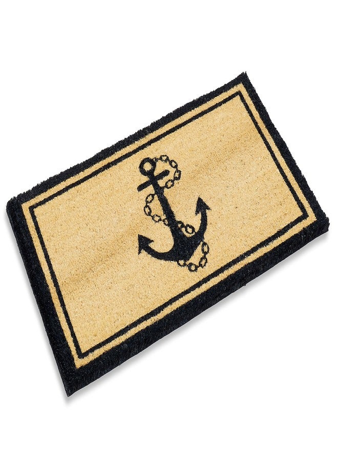 Kempf Anchor Design Coco Coir Doormat - Natural Fiber Entrance Mat with Durable Vinyl Backing, Indoor Outdoor Welcome Mat, 18" x 30"