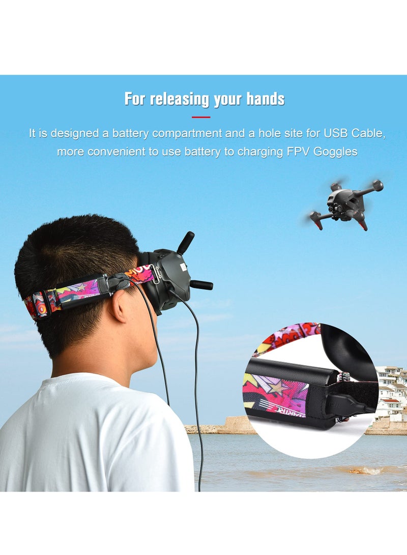 Excefore Adjustable Head Strap for DJI FPV Goggles, Soft Detachable Accessories for DJI FPV Combo Goggles V2, Headband with Battery Compartment and Cable Hole (Red) - Image 3